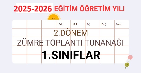 2025-2026 Eğitim Öğretim Yılı 1.Sınıflar 2.Dönem Zümre Öğretmenler Kurulu Toplantı Tutanağı