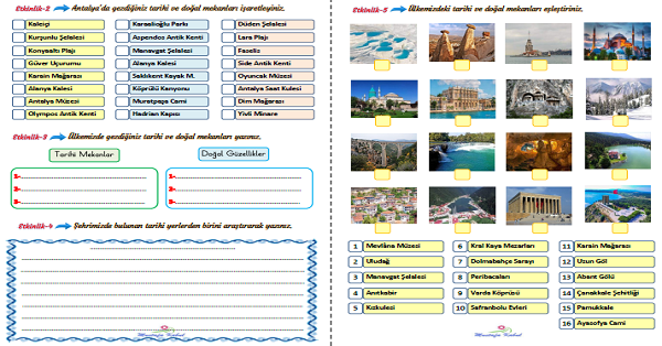 2. Sınıf Hayat Bilgisi Tarihin ve Doğanın İzinde Etkinliği
