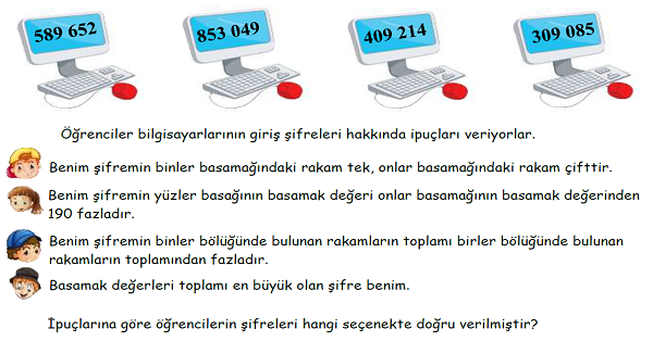 4.Sınıf Matematik Doğal Sayılarda Bölükler-Basamaklar-Yeni Nesil Sorular