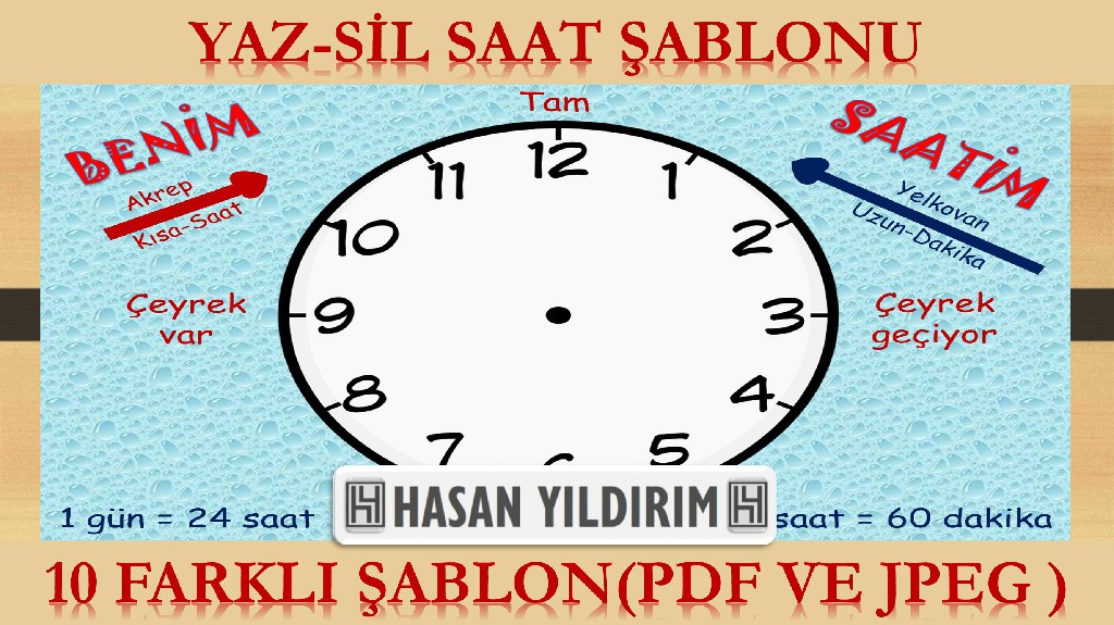 Yaz-Sil Saat Şablonu (10 Farklı Şablon)