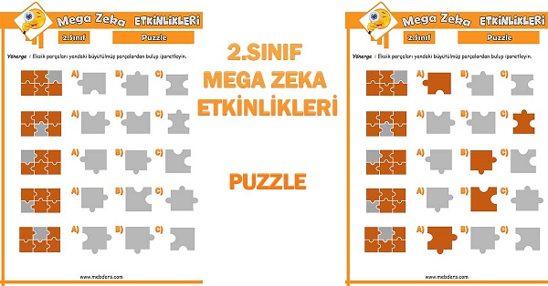 2.Sınıf Mega Zeka Etkinliği - Puzzle