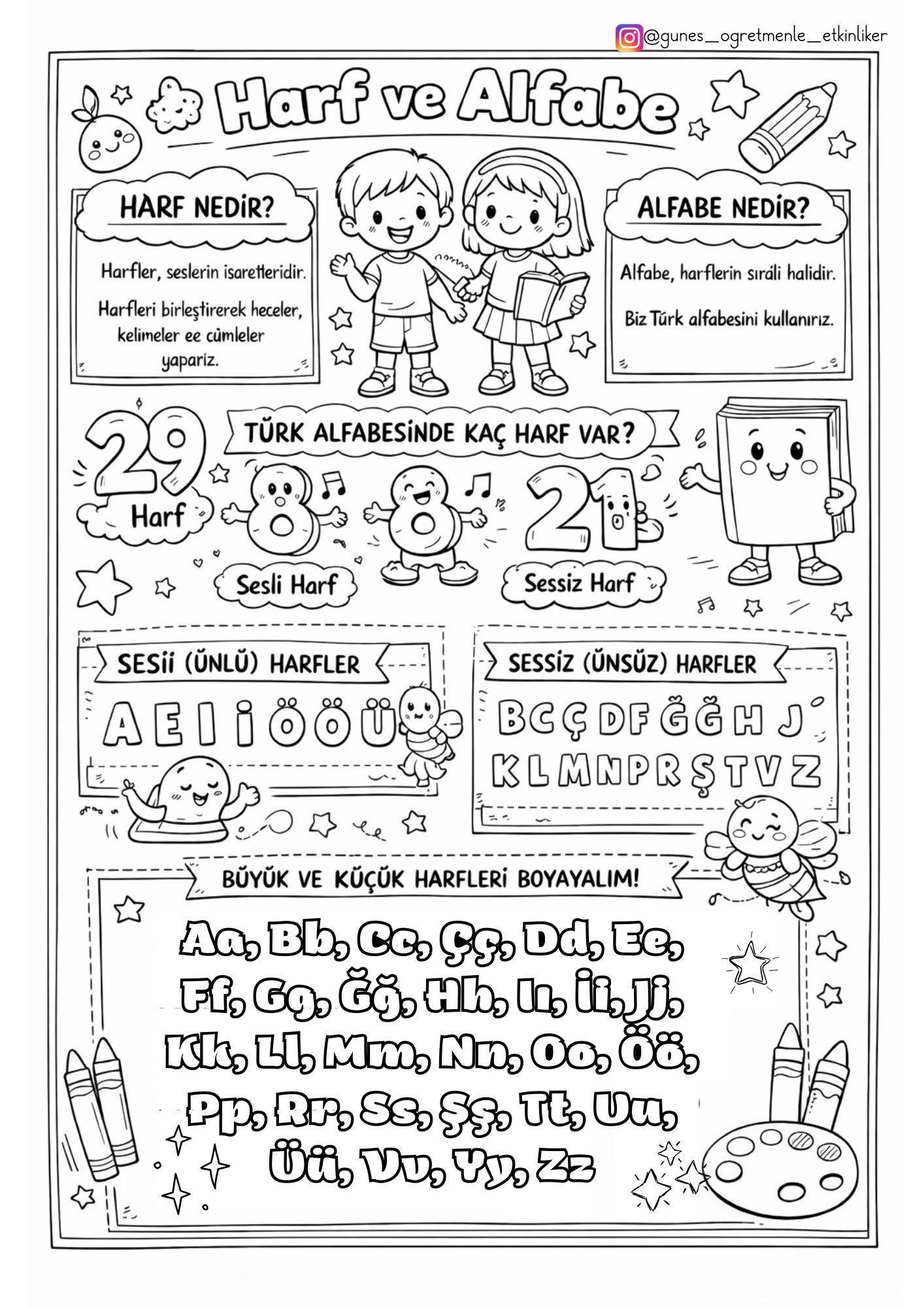 1.Sınıf Alfabe Boyama ve Özeti