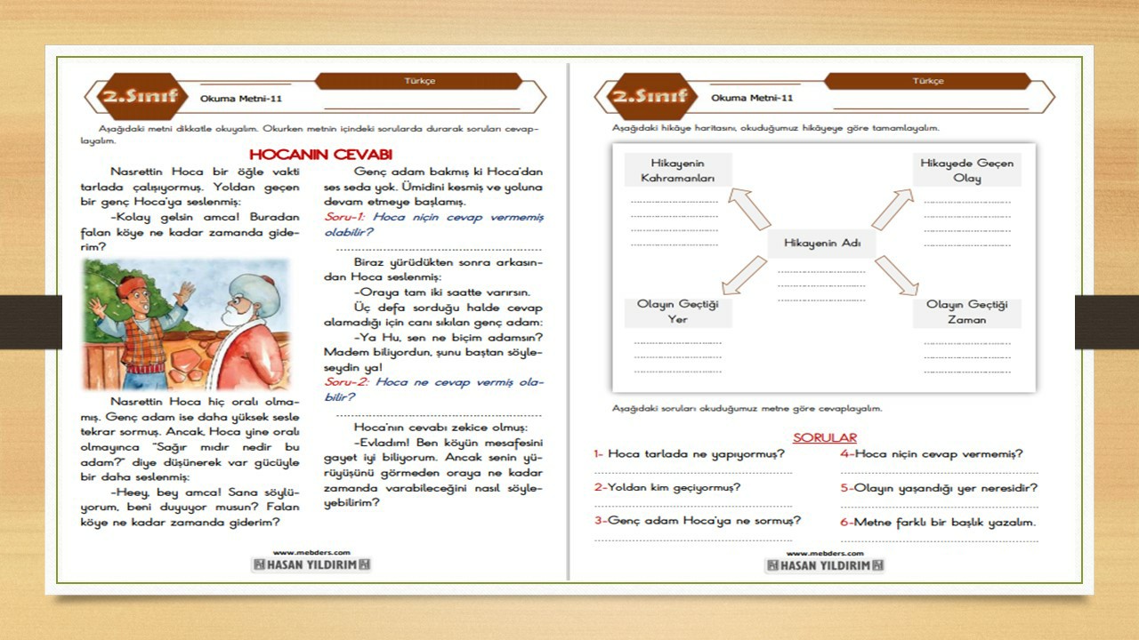 2.Sınıf Türkçe Okuma Metni-11 (Hoca'nın Cevabı)