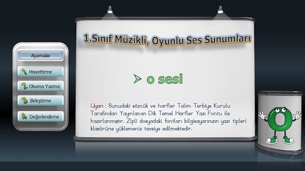 1.Sınıf İlkokuma Müzikli, Animasyonlu o Sesi Sunusu