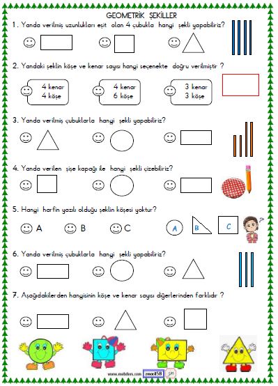 1. Sınıf Matematik Geometrik Şekiller Etkinliği 4