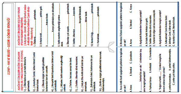 3.Sınıf - Hayat Bilgisi Yakın Çevremizdeki Güzellikler Etkinliği