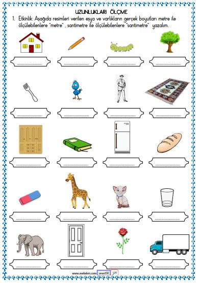 2. Sınıf Matematik Uzunlukları Ölçme  Etkinliği 3