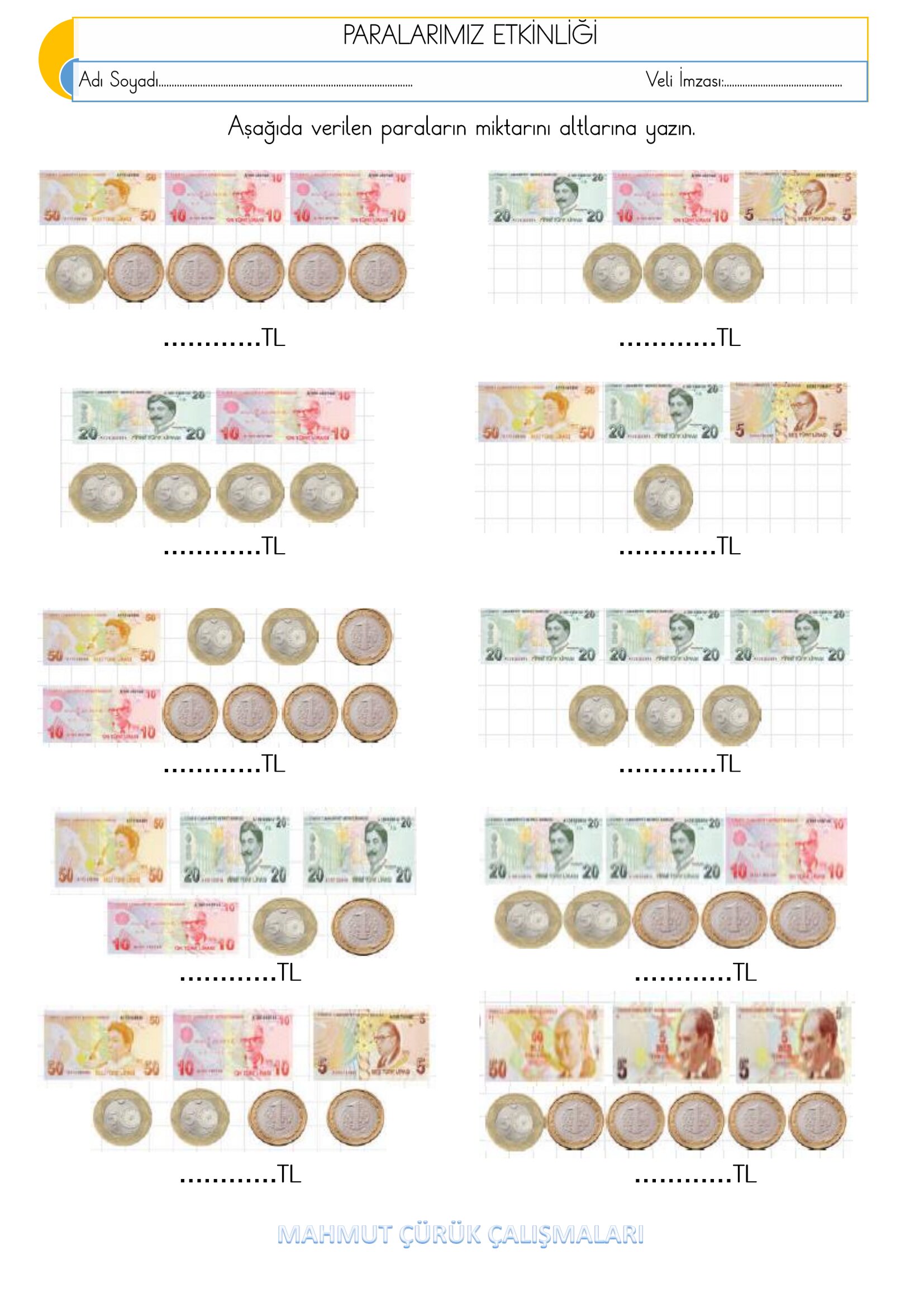 2.Sınıf - Matematik - Paralarımız Etkinliği-2