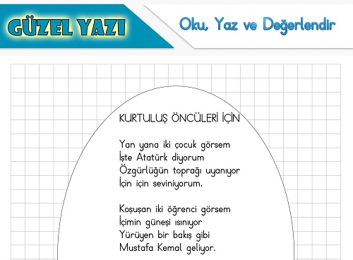 Şiir oku yaz değerlendir etkinliği - Kurtuluş Öncüleri İçin