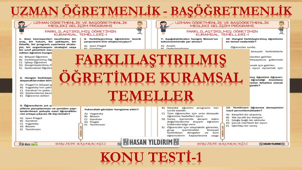 Farklılaştırılmış Öğretimin Kurumsal Temelleri (Konu Testi-1)