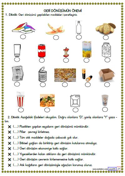 2. Sınıf Hayat Bilgisi Geri Dönüşümün Önemi Etkinliği