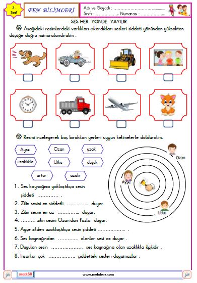 3. Sınıf Fen Bilimleri Ses Kaynakları Etkinliği 4