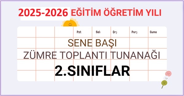 2025-2026 Eğitim Öğretim Yılı 2.Sınıflar Sene Başı Zümre Öğretmenler Kurulu Toplantı Tutanağı