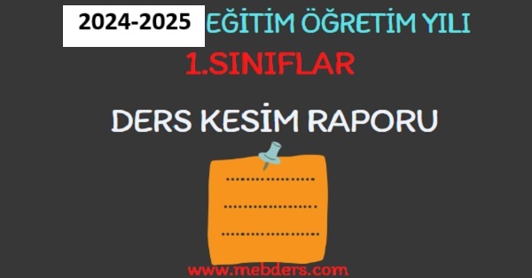 2024-2025 Eğitim Öğretim Yılı 1.Sınıflar Ders Kesim Raporu