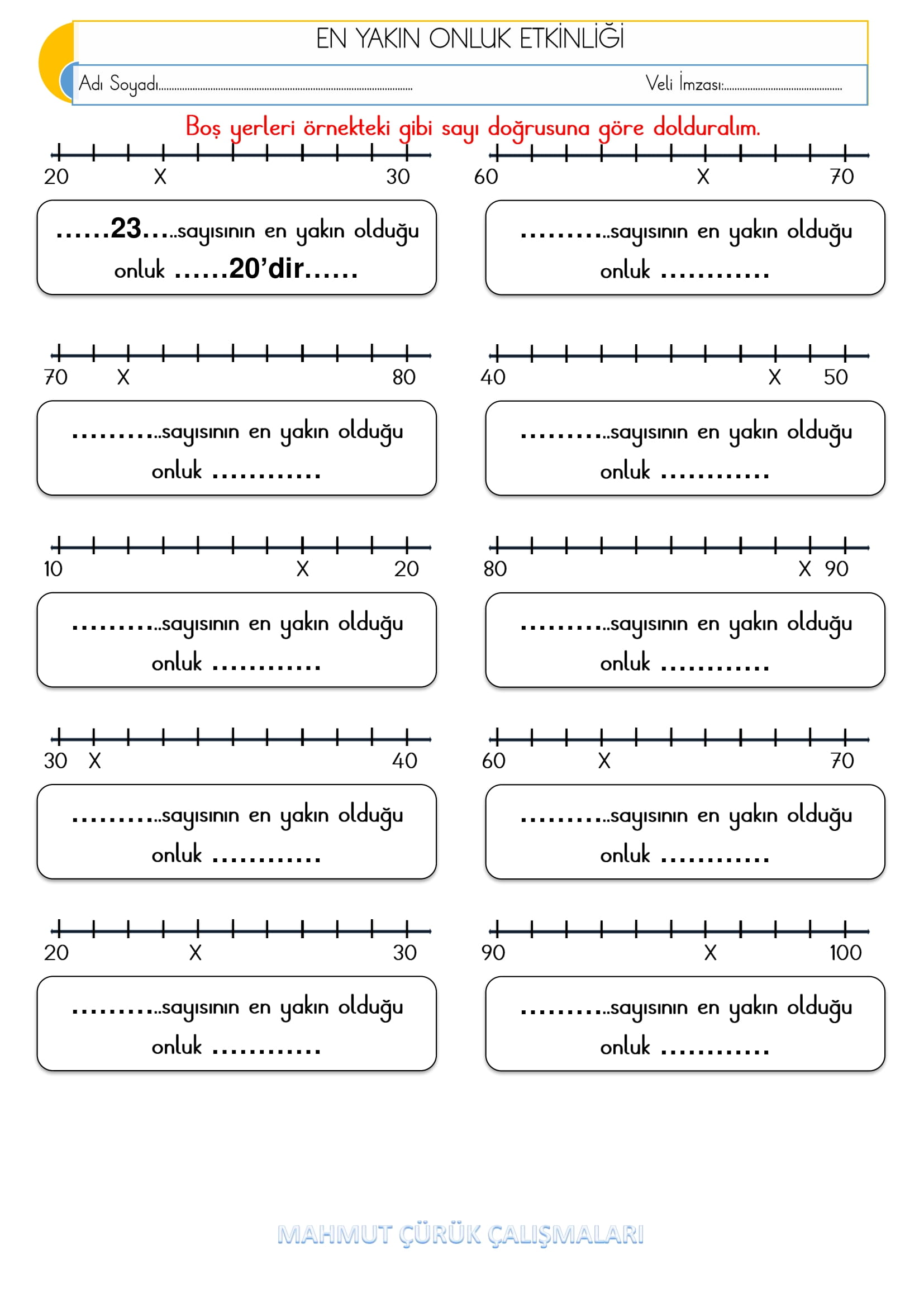 2.Sınıf - Matematik - En Yakın Onluk Etkinliği-1