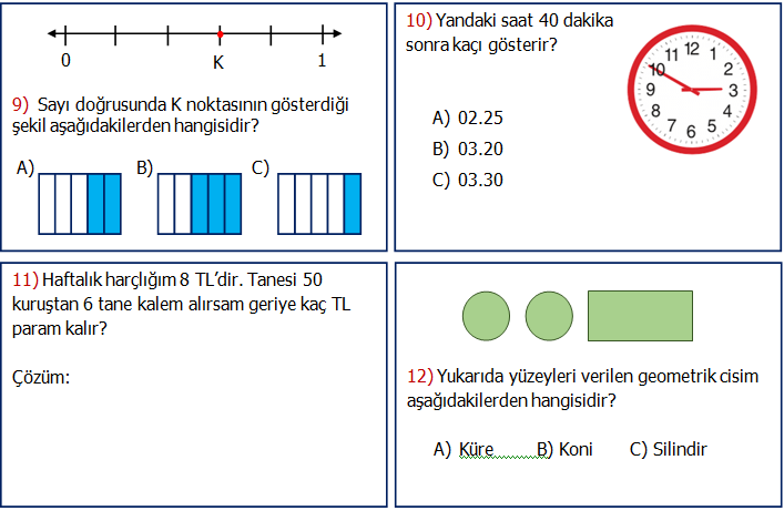 3.Sınıf Matematik Genel Değerlendirme Etkinliği 2