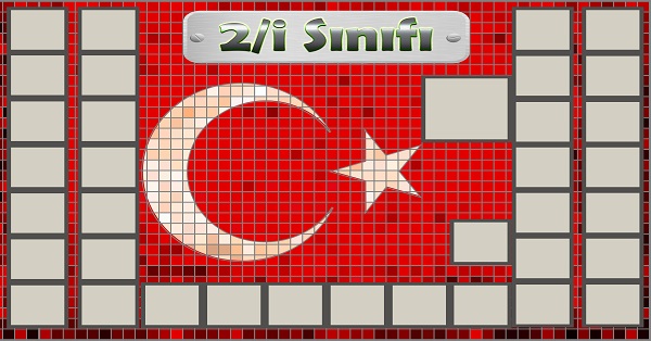 Model 54, 2İ şubesi için Türk bayraklı fotoğraf eklemeli kapı süslemesi - 35 öğrencilik