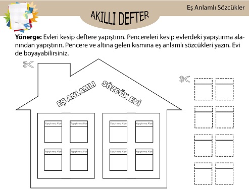 Eş Anlamlı Sözcükler Akıllı Defter şablonu