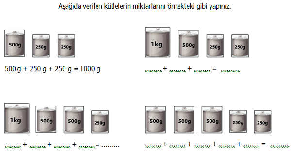 4.Sınıf Matematik Tartma (Yarım ve Çeyrek Kilogram) Etkinliği 1