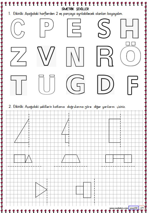 2. Sınıf Matematik Simetrik Şekiller Etkinliği 3