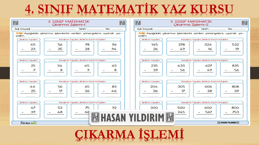 4.Sınıf Matematik Yaz Kursu - Çıkarma İşlemi (3.Sınıf Tekrarı)