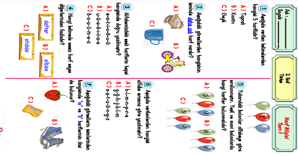 2.Sınıf Türkçe Harf Bilgisi-Test