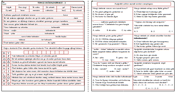 3.Sınıf - Türkçe Değerlendirmesi-2