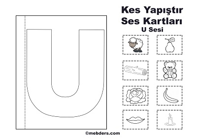 1.Sınıf İlk Okuma Kes Yapıştır Ses Kartı - U Sesi