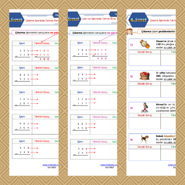 4. Sınıf Matematik - Çıkarma İşleminde Tahmin Etme Etkinliği