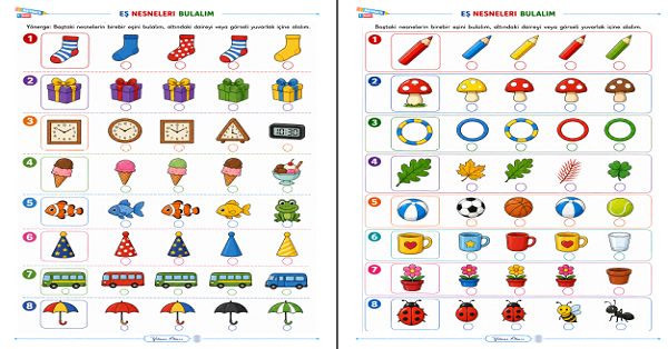 1. Sınıf Matematik Eş Nesneler Etkinliği 8