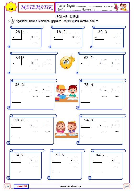 3. Sınıf Matematik Bölme  İşleminin Doğruluğunu Kontrol Etme Etkinliği