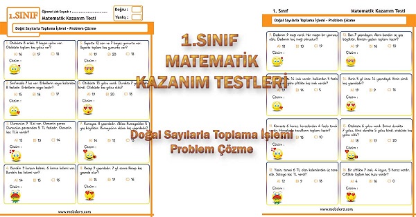 1.Sınıf Matematik Kazanım Testi - Toplama Problemleri