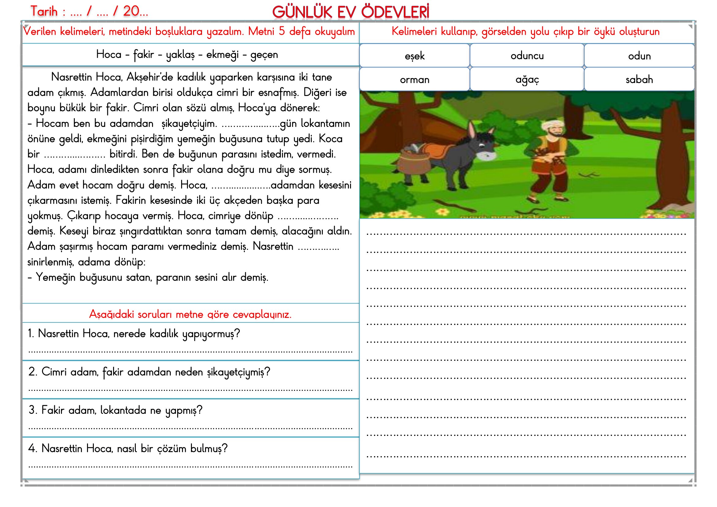 2.Sınıf - 06 Nisan 2026 Günlük Ev Ödevleri