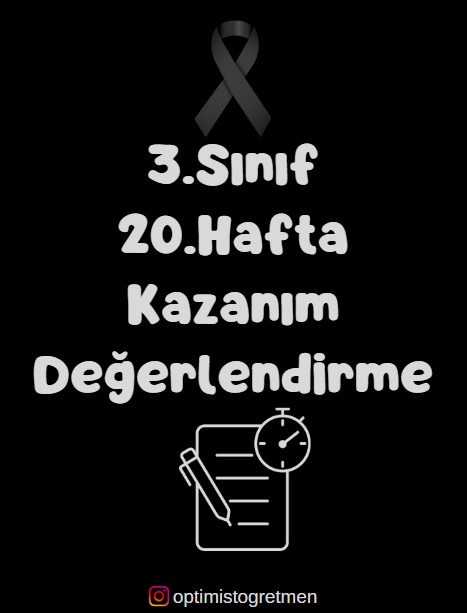 3.Sınıf 20. Hafta Kazanım Değerlendirme Testi