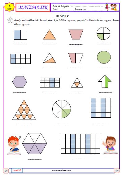 3. Sınıf Matematik Bütün Yarım ve Çeyrek Etkinliği