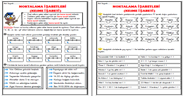 3. Sınıf Türkçe Noktalama İşaretleri (Kesme İşareti)