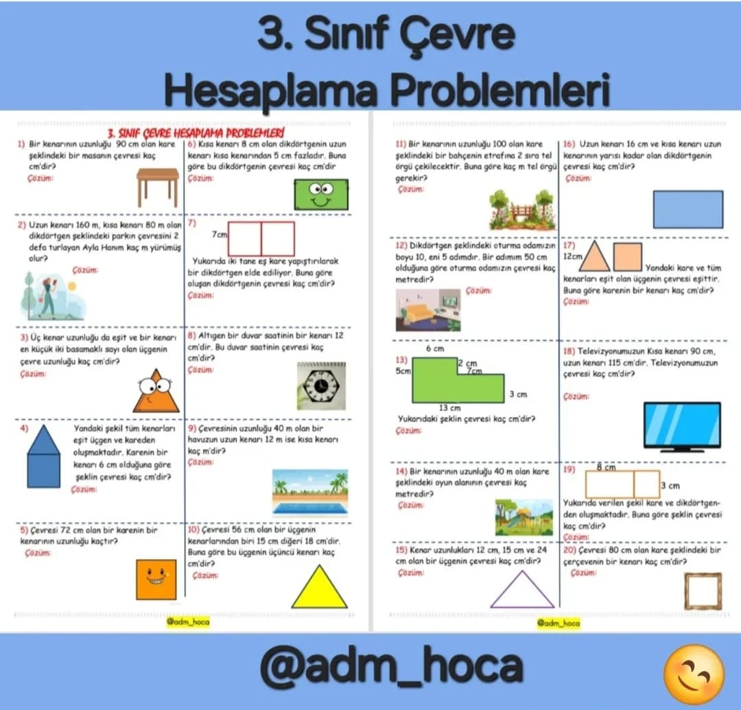 3. Sınıf - Çevre Hesaplama Problemleri
