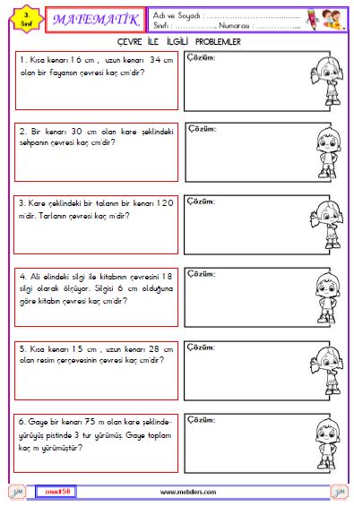 3. Sınıf Matematik Çevre ile İlgili Problemler Etkinliği 1