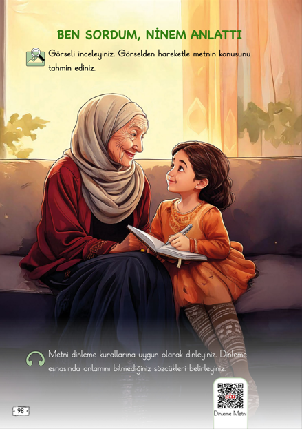 2.Sınıf Türkçe Meb Yayınları Ben Sordum Ninem Anlattı Metni Etkinlik Cevapları