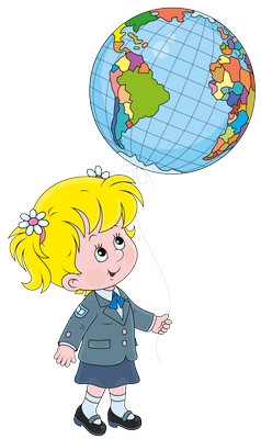 Clipart elinde dünya balonu tutan kız öğrenci resmi png