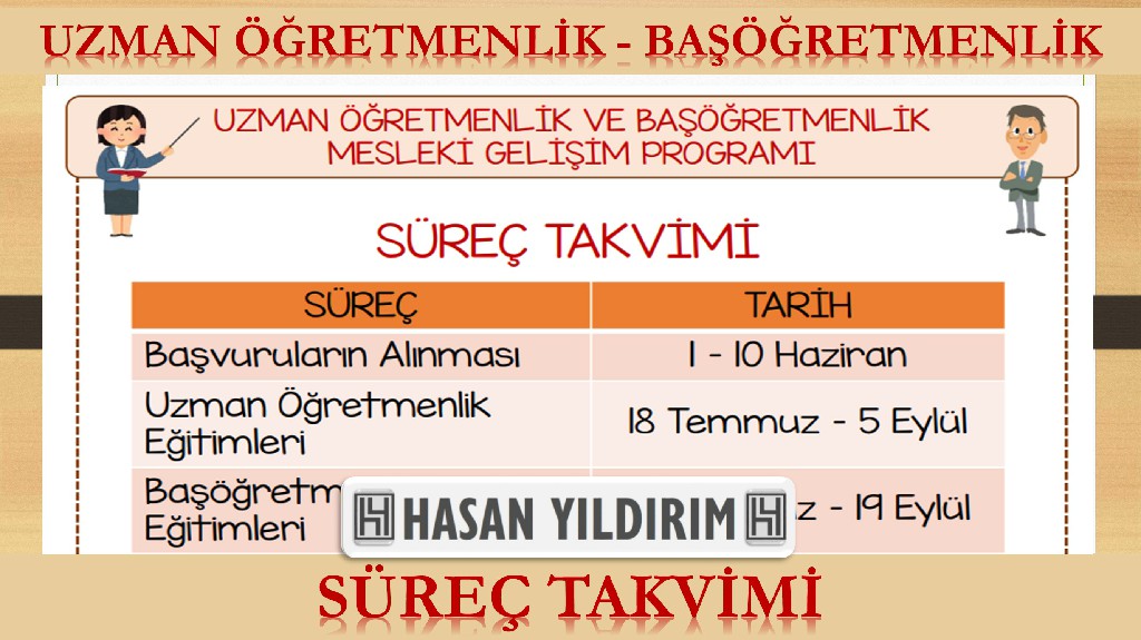 Uzman Öğretmenlik - Başöğretmenlik Süreç Takvimi