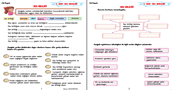 4. Sınıf Türkçe Ses Kirliliğinin İnsan Sağlığı ve Çevre Üzerindeki Olumsuz Etkileri