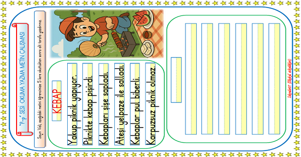 1. Sınıf İlk Okuma Yazma P-p Sesi Metin Okuma Yazma Çalışması