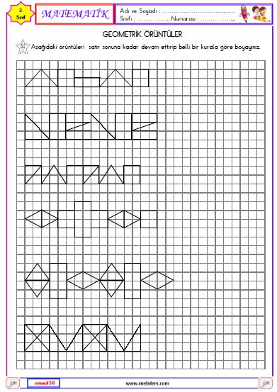 3. Sınıf Matematik Geometrik Örüntüler  Etkinliği 3