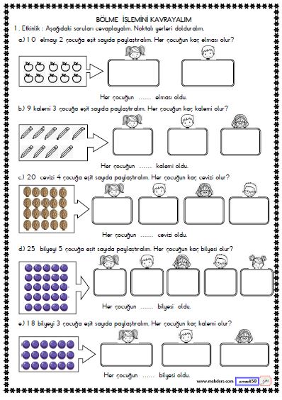 2. Sınıf Matematik Bölme İşlemini Kavrayalım Etkinliği 6