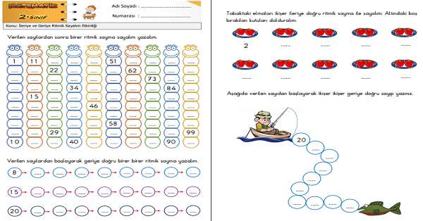 2.Sınıf Matematik İleriye ve Geriye Ritmik Sayalım Etkinliği 4 (7 Sayfa)
