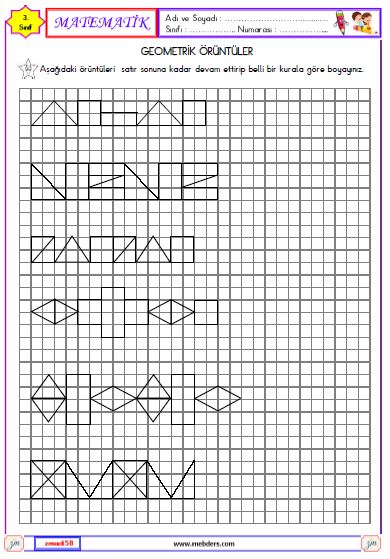 3. Sınıf Matematik Geometrik Örüntüler Etkinliği 4