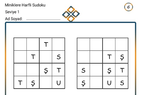 Miniklere Harfli Sudoku 6