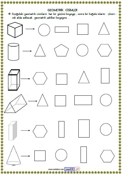 1. Sınıf Matematik Geometrik Cisimler Etkinliği 2