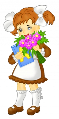 Clipart elinde çiçek buketli kız öğrenci resmi png